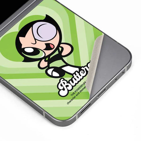 Cartoon Network Powerpuff Girls Buttercup Green Hearts Galaxy Z Flip6 Skin